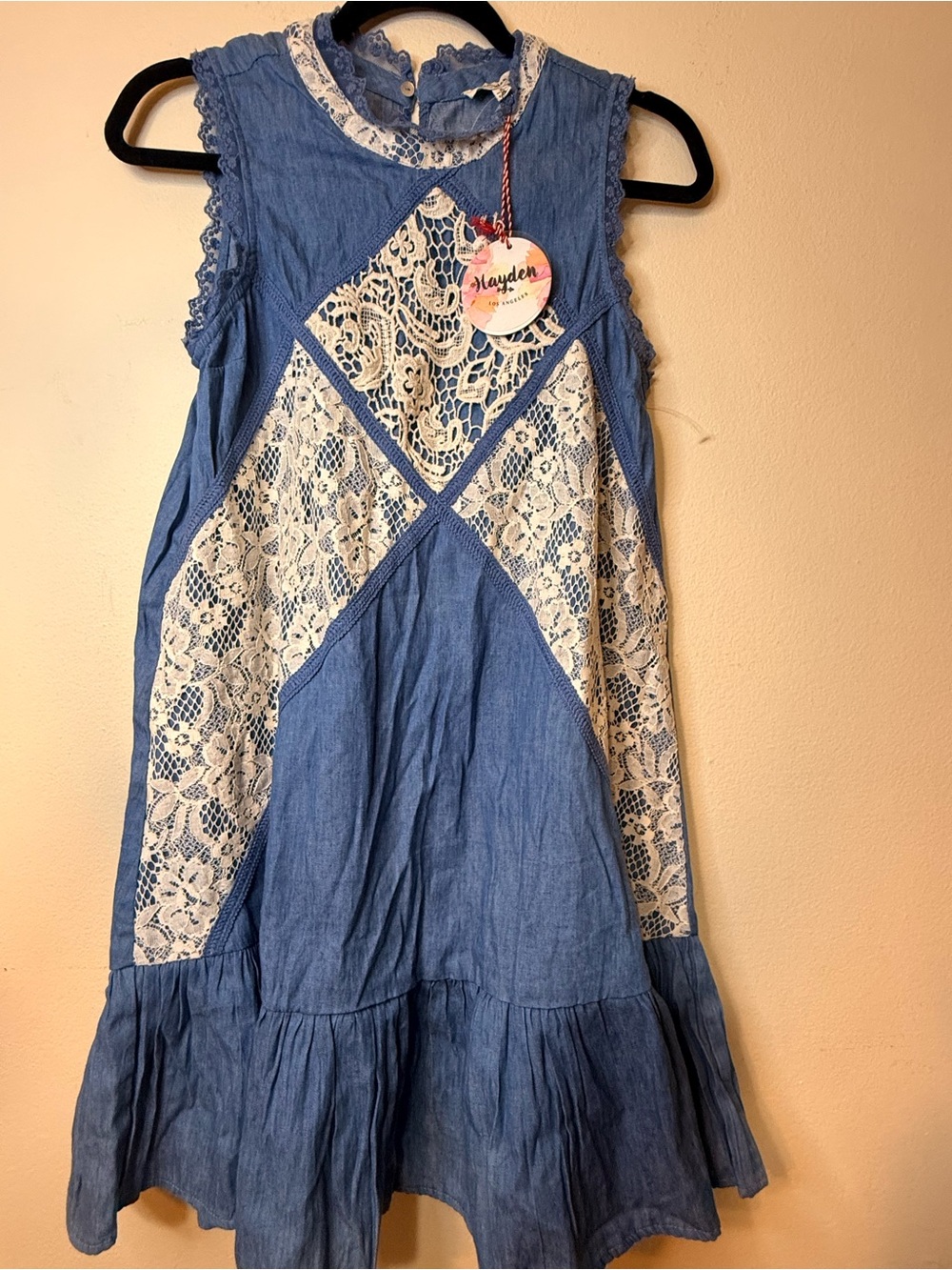 Hayden Blue Denim Lace-Trim Dress